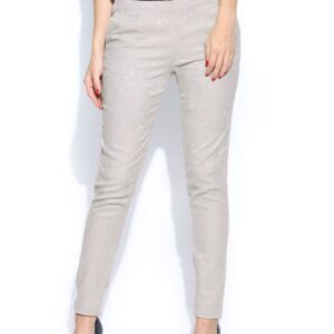 Wills Lifestyle Beige Jacquard Skinny Fit Casual Trousers