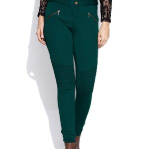 Wills Lifestyle Green Jeggings with Tucks