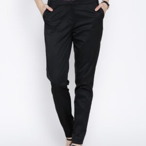 Wills Lifestyle Black Slim Formal Trousers