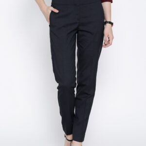 Wills Lifestyle Navy Slim Formal Trousers