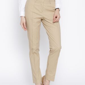 Wills Lifestyle Beige Slim Formal Trousers