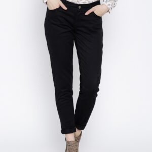 Wills Lifestyle Black Skinny Fit Trousers