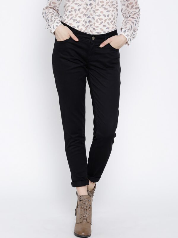 Wills Lifestyle Black Skinny Fit Trousers