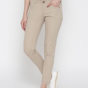 Wills Lifestyle Women Beige Regular Fit Solid Regular Trousers