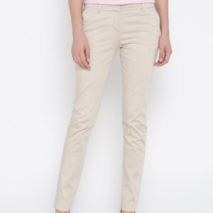 Wills Lifestyle Women Beige Slim Fit Formal Trousers