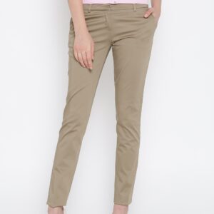 Wills Lifestyle Women Beige Slim Fit Formal Trousers