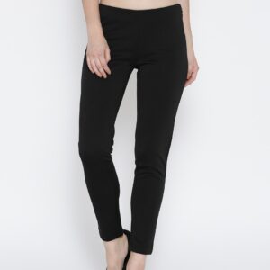 Wills Lifestyle Women Black Solid Casual Trousers