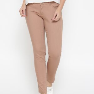 Wills Lifestyle Women Peach-Coloured Slim Fit Mid-Rise Clean Look Stretchable Jeans