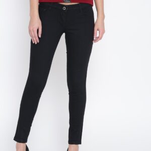 Wills Lifestyle Women Black Skinny Fit Mid-Rise Clean Look Stretchable Jeans