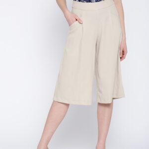 Wills Lifestyle Women Beige Regular Fit Solid Culottes