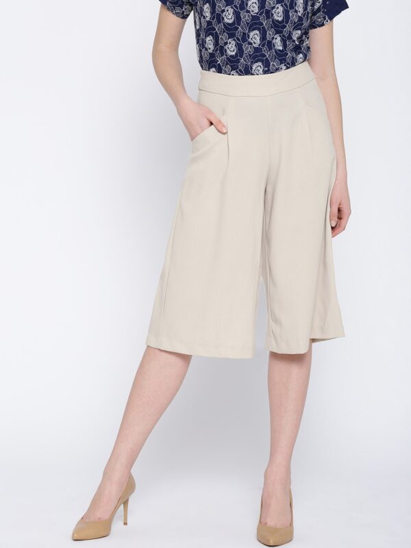 Wills Lifestyle Women Beige Regular Fit Solid Culottes