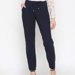 Wills Lifestyle Women Navy Blue Regular Fit Solid Joggers