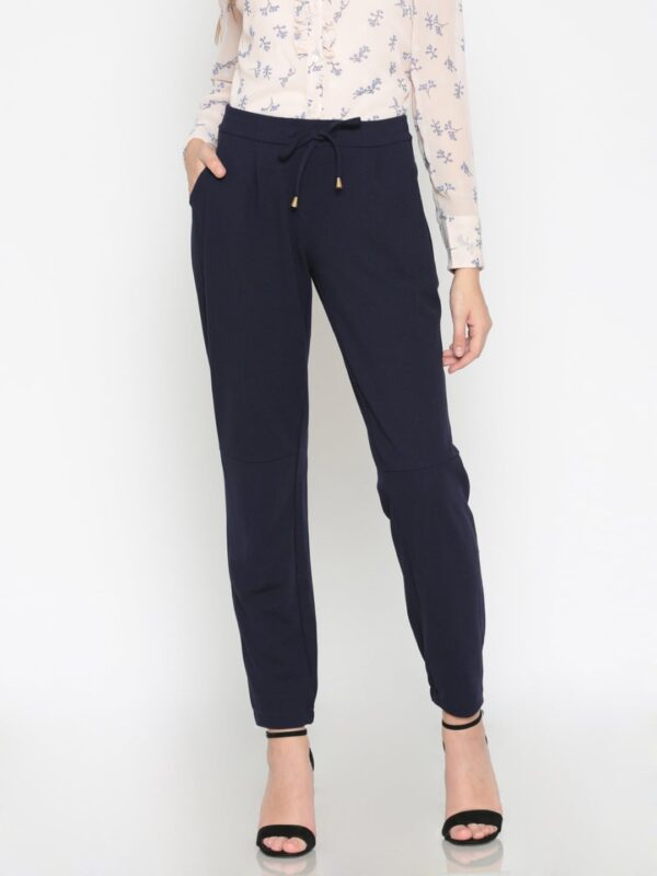 Wills Lifestyle Women Navy Blue Regular Fit Solid Joggers