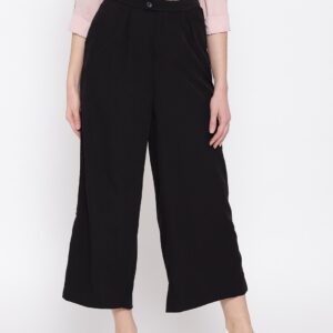 Wills Lifestyle Women Black Solid Culottes