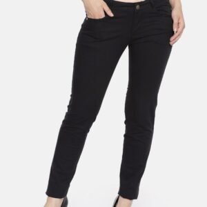 Wills Lifestyle Women Black Solid Trousers