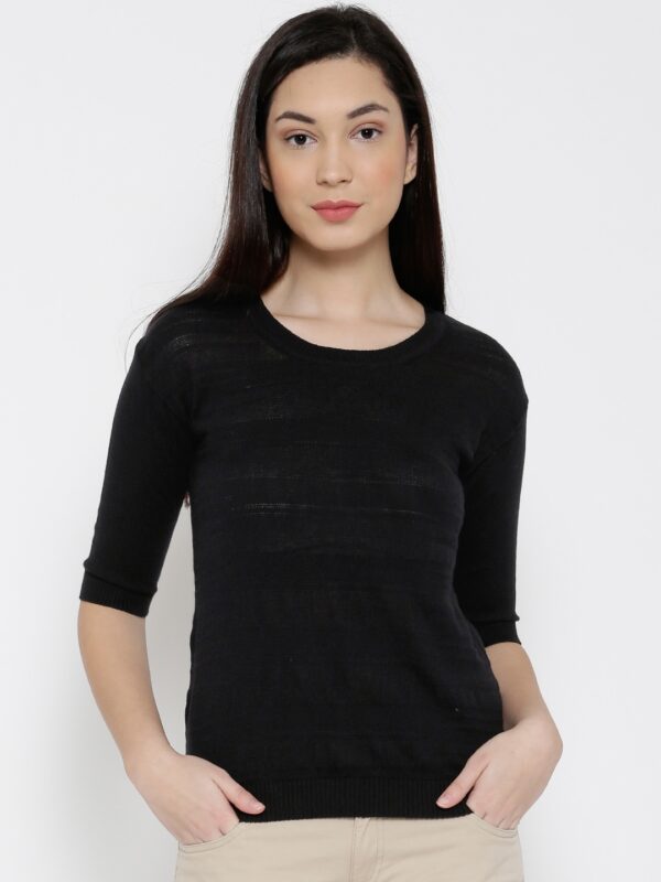 Wills Lifestyle Women Black Solid Top