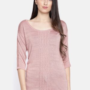 Wills Lifestyle Women Dusty Pink Solid Top