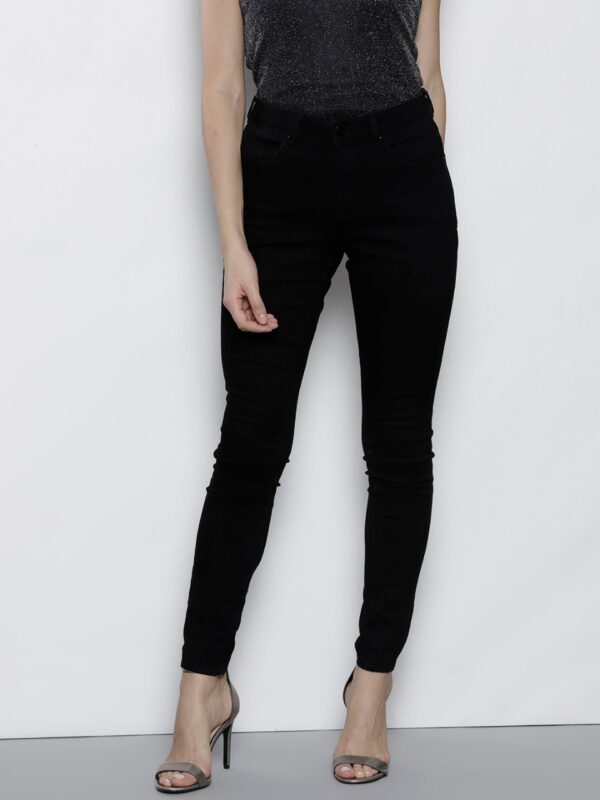 DOROTHY PERKINS Women Black Skinny Fit Mid-Rise Clean Look Stretchable Jeans