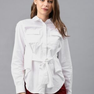 French Connection Women  Regular Fit Solid Casual Shirt