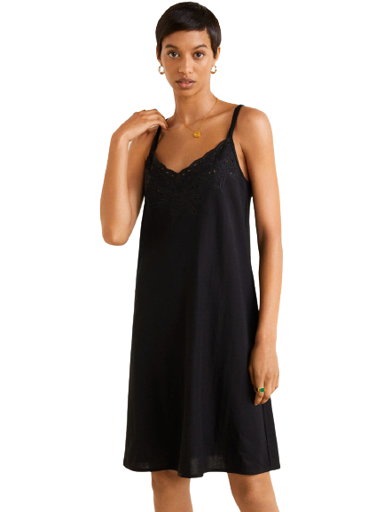 MANGO Women Black Solid A-Line Dress