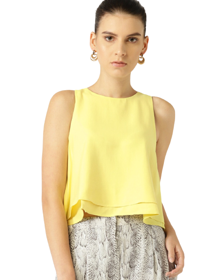 MANGO Women A-Line Layered Crop Top