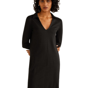 MANGO Women Black Self Design A-Line Dress