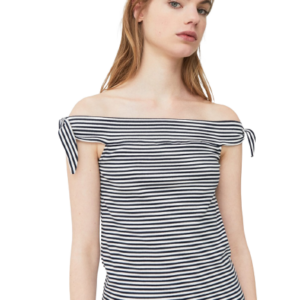 MANGO Women Striped Bardot Top