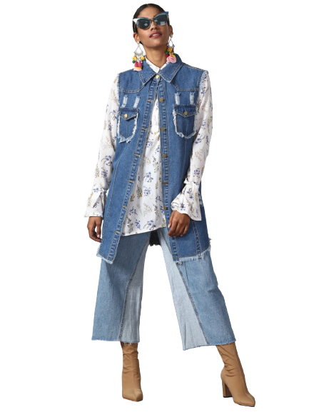 Miss Bennett Women Printed Denim Jacket