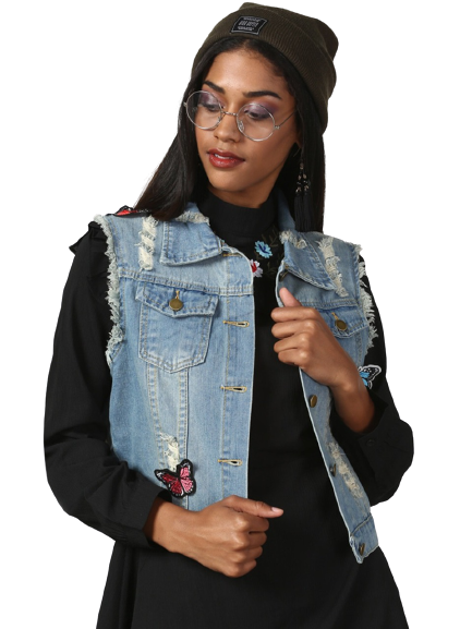 Miss Bennett Women Sleeveless Denim Jacket