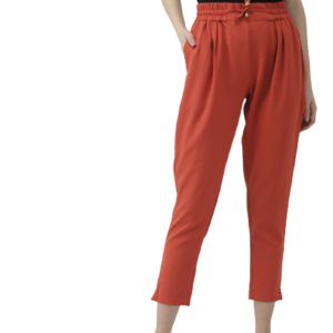 Mast & Harbour Women Orange Regular Fit Solid Cropped PegTrousers