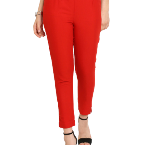 Juniper Women Red Smart Slim Fit Solid Cigarette Trousers