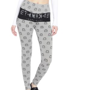 Kook N Keech Garfield Grey Melange & Black Printed Leggings