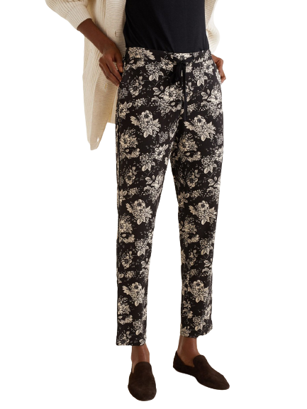 MANGO Women Black & Off-White Regular Fit Printed Trousers