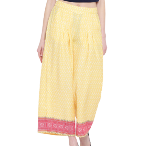 AURELIA Women Yellow Printed Wide Leg Palazzos