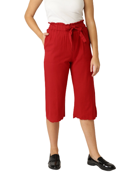 MANGO Women Regular Fit Solid Culottes