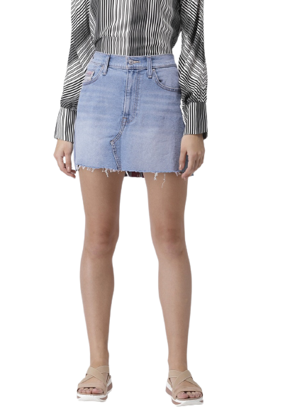 Levis Women Solid Mini Denim Skirt