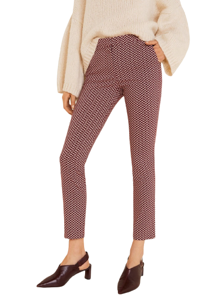 MANGO Women Regular Fit Printed Cigarette Cropped Trousers