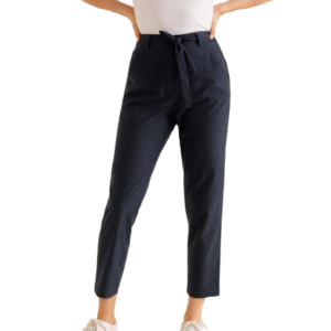 MANGO Women Fit Striped Cropped Peg Trousers