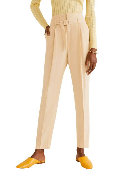 MANGO Women Regular Fit Solid Peg Trousers