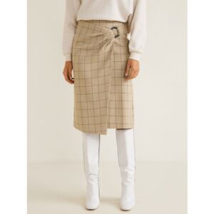 MANGO Women Checked Wrap Skirt