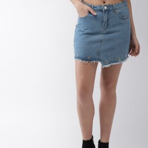 FOREVER 21 Women Denim Mini Pure Cotton Skirt