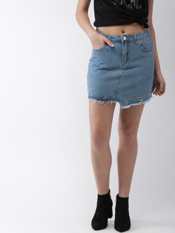 FOREVER 21 Women Denim Mini Pure Cotton Skirt