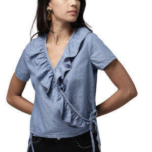 Moda Rapido Solid Chambray Wrap Pure Cotton Shirt