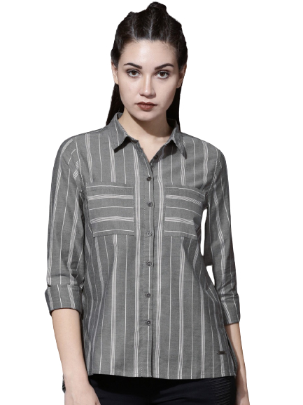 Roadster Women Regular Fit Striped Casual Shirt