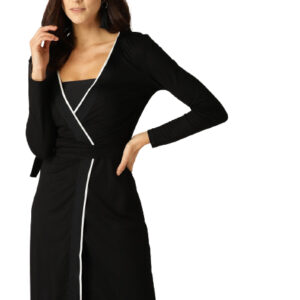 MANGO Women Solid Wrap Dress