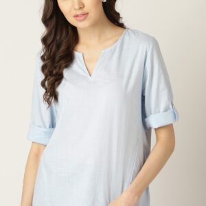 ESPRIT Women Solid Pure Cotton Top