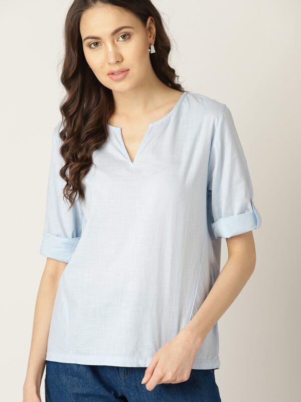 ESPRIT Women Solid Pure Cotton Top