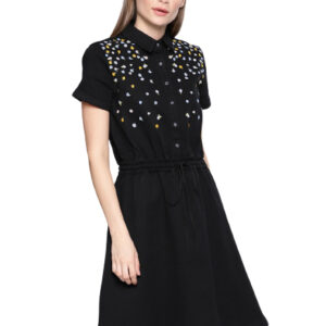 Chemistry Women Fit & Flare Denim Dress with Embroidered Detail