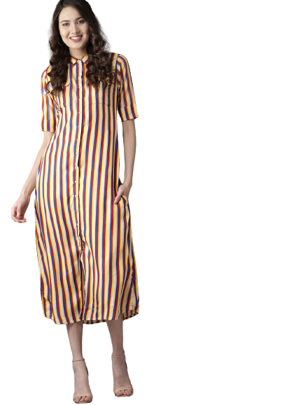 HERE&NOW Women Striped Shirt Dress