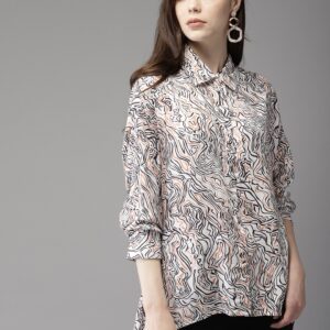 Moda Rapido Women Regular Fit Printed Longline Casual Shirt